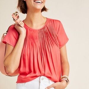 Dolan Left Coast Collection Coral Pleated Blouse